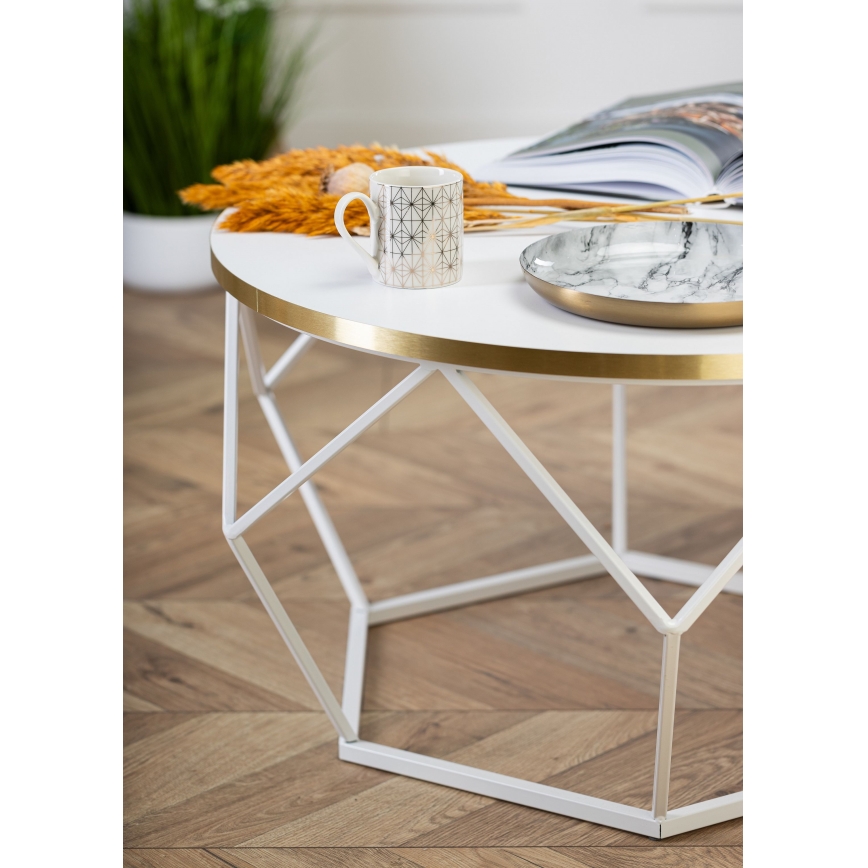 Mesa de centro DIAMOND 40x70 cm dorado/blanco