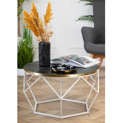 Mesa de centro DIAMOND 40x70 cm dorado/negro/blanco