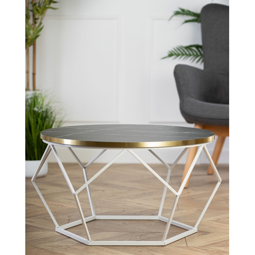 Mesa de centro DIAMOND 40x70 cm dorado/negro/blanco