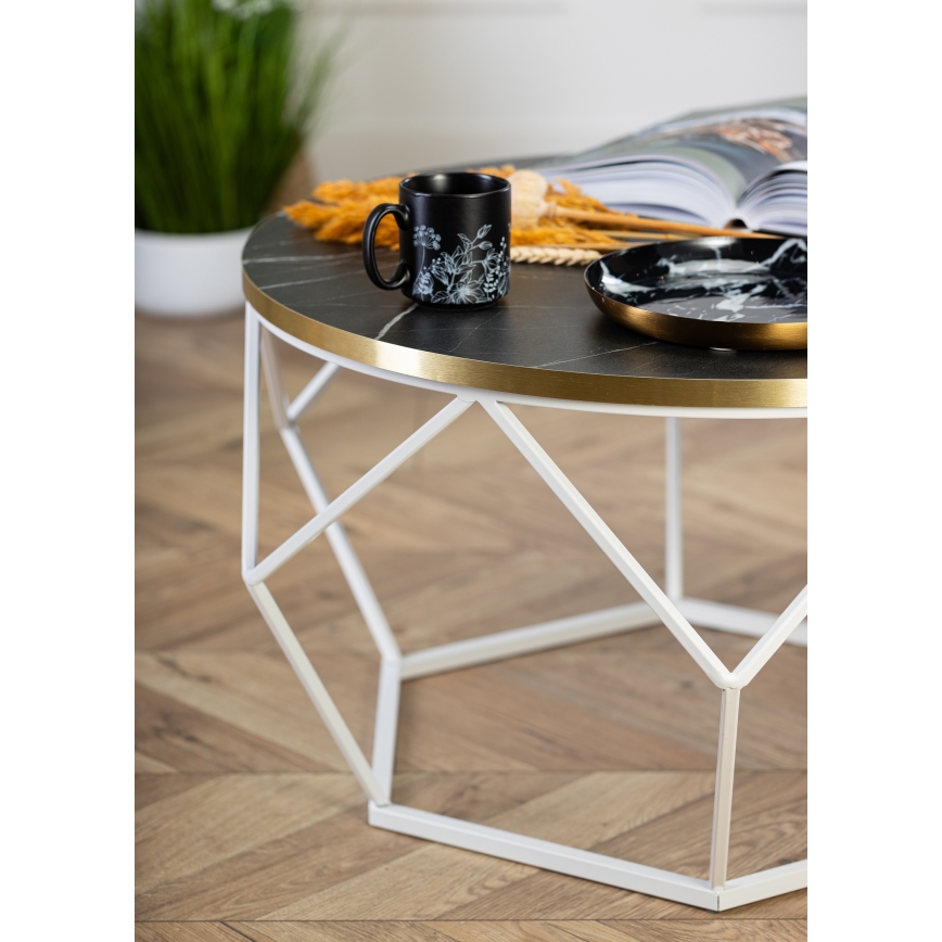 Mesa de centro DIAMOND 40x70 cm dorado/negro/blanco