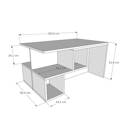 Mesa de centro DILAY 52x100 cm marrón/blanco