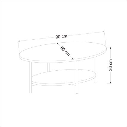Mesa de centro ELIS 36x90 cm roble/blanco