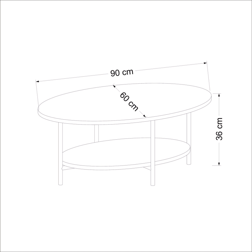 Mesa de centro ELIS 36x90 cm roble/blanco