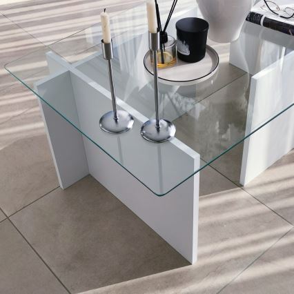 Mesa de centro ESCAPE 40x105 cm blanco/transparente