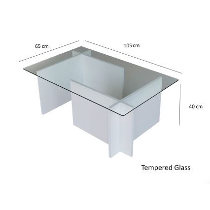 Mesa de centro ESCAPE 40x105 cm blanco/transparente