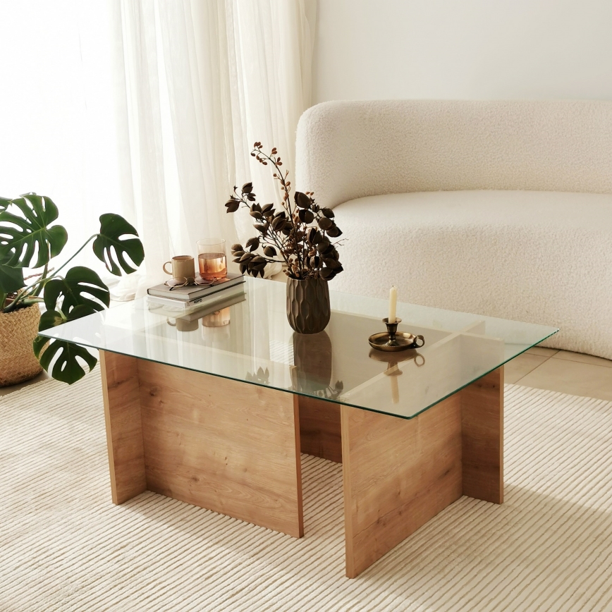 Mesa de centro ESCAPE 40x105 cm marrón/transparente