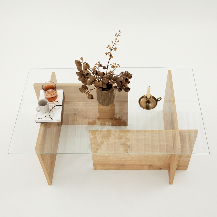 Mesa de centro ESCAPE 40x105 cm marrón/transparente