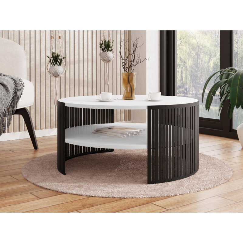 Mesa de centro FIKOLI 40x75 cm negro/blanco
