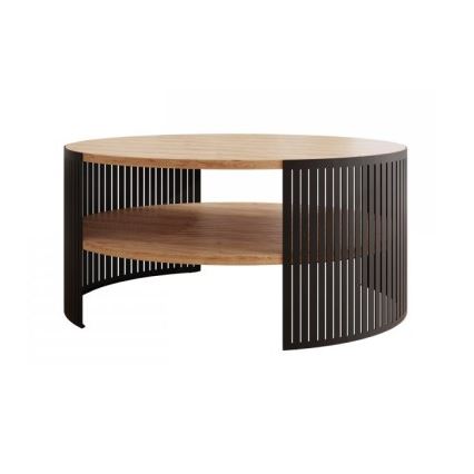 Mesa de centro FIKOLI 40x75 cm negro/dorado roble