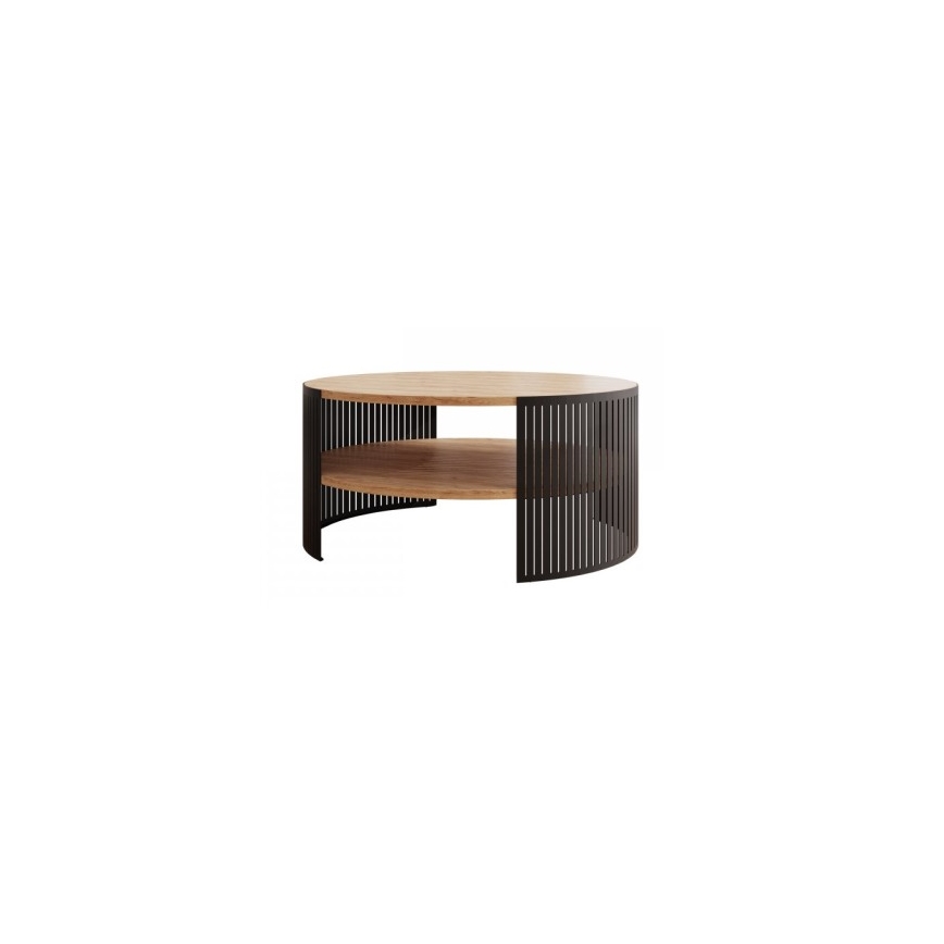 Mesa de centro FIKOLI 40x75 cm negro/dorado roble