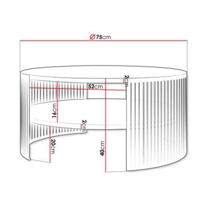 Mesa de centro FIKOLI 40x75 cm negro/dorado roble
