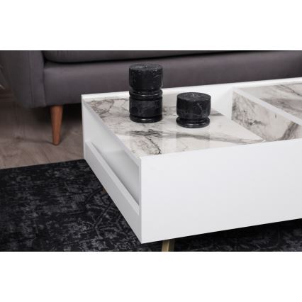 Mesa de centro FRIDA 63x90 cm blanco/dorado