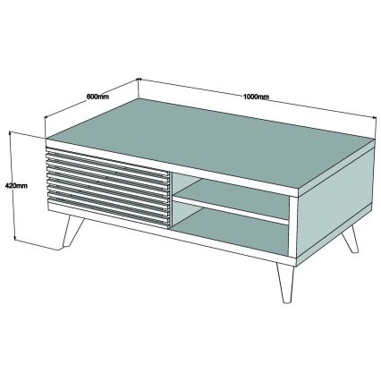 Mesa de centro GRANDE 42x100 cm blanco/marrón