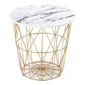 Mesa de centro HARISSA 41x42 cm dorado/blanco decoración de mármol