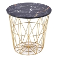 Mesa de centro HARISSA 41x42 cm dorado/negro decoración de mármol
