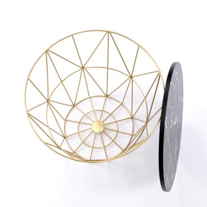 Mesa de centro HARISSA 41x42 cm dorado/negro decoración de mármol