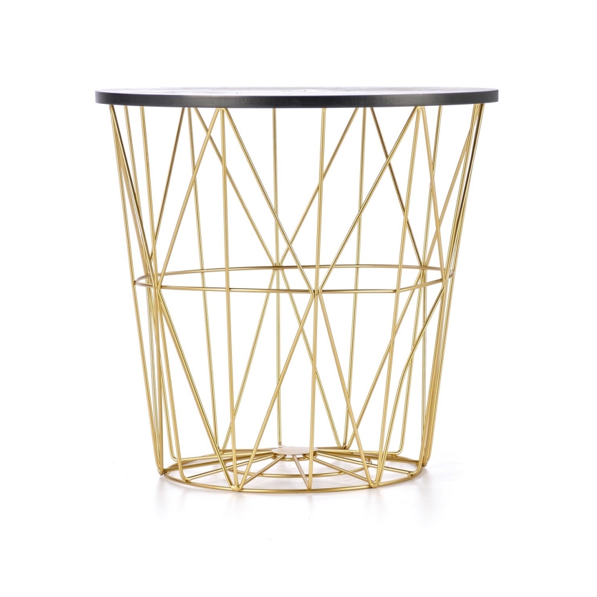 Mesa de centro HARISSA 41x42 cm dorado/negro decoración de mármol
