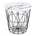 Mesa de centro HARISSA 41x42 cm negro/blanco decoración de mármol