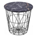 Mesa de centro HARISSA 41x42 cm negro/negro decoración de mármol