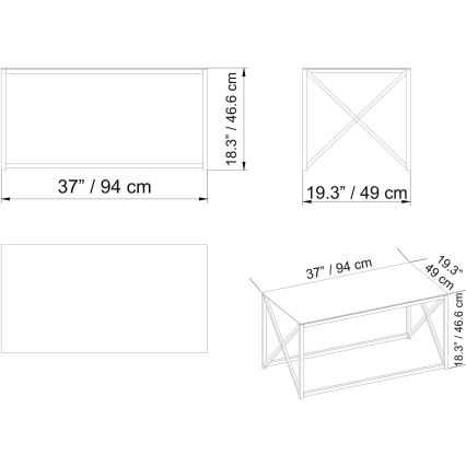 Mesa de centro ILIOMAR 46,6x94 cm dorado/negro