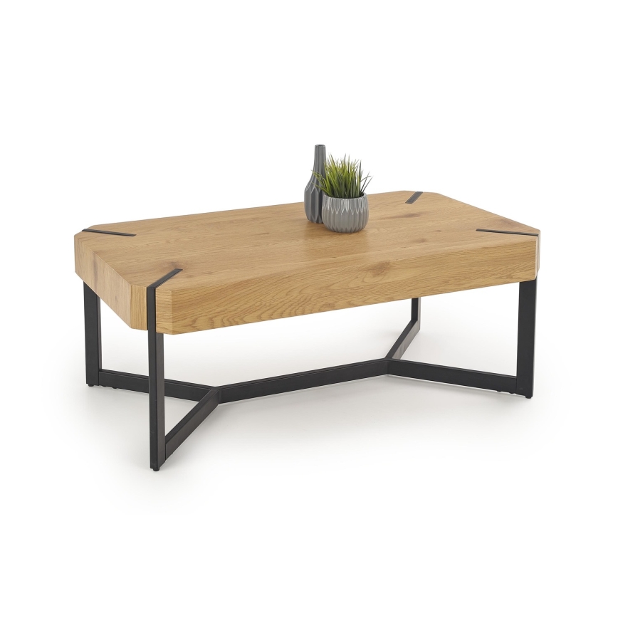 Mesa de centro LAVIDA 43x110 cm dorado roble/negro