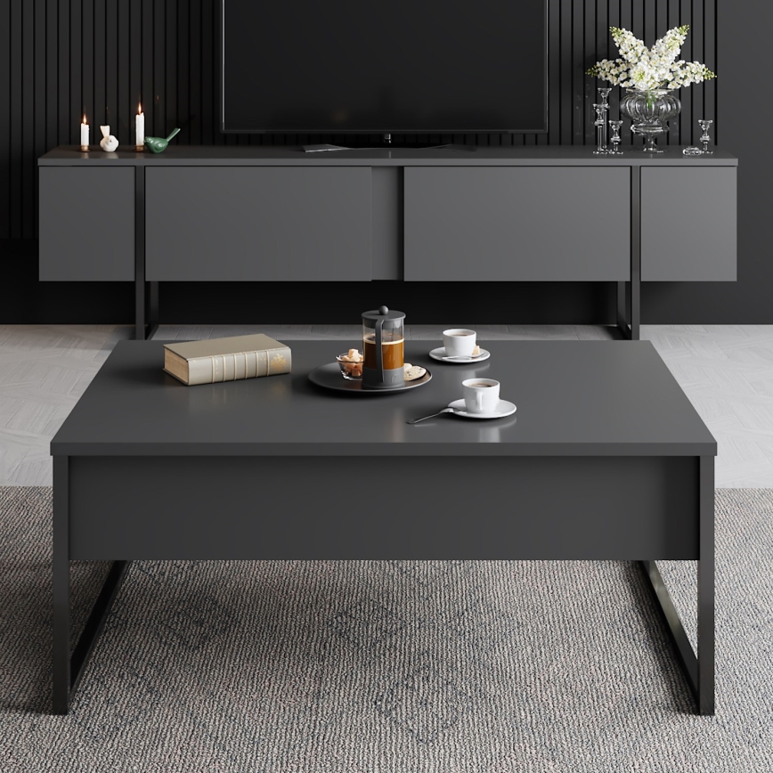 Mesa de centro LUXE 40x90 cm antracita/negro