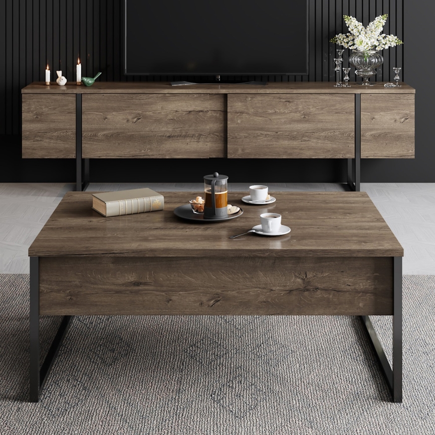 Mesa de centro LUXE 40x90 cm nogal/negro