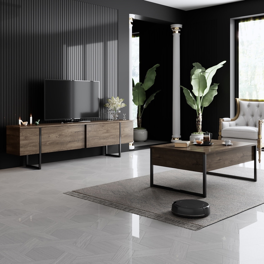 Mesa de centro LUXE 40x90 cm nogal/negro
