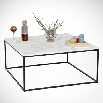 Mesa de centro MARMO 43x75 cm blanco/negro