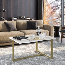 Mesa de centro MERIDETHS 45x92 cm dorado/blanco