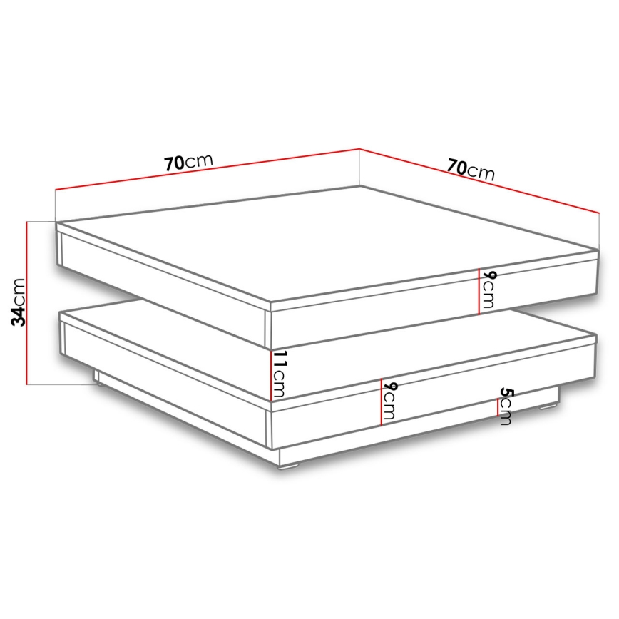 Mesa de centro NENANI 34x70 cm blanco/roble wotan