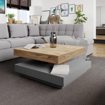 Mesa de centro NENANI 34x70 cm gris/roble wotan