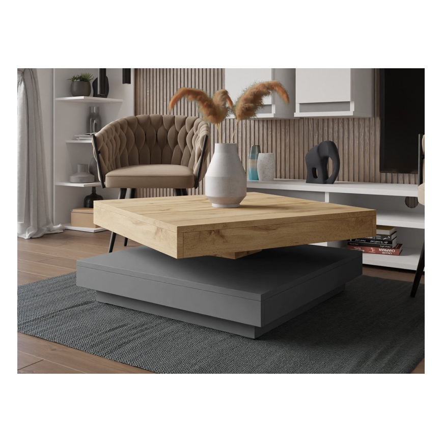 Mesa de centro NENANI 34x70 cm gris/roble wotan