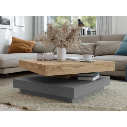 Mesa de centro NENANI 34x70 cm gris/roble wotan