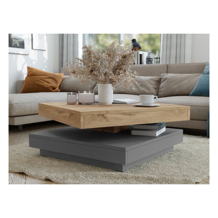 Mesa de centro NENANI 34x70 cm gris/roble wotan