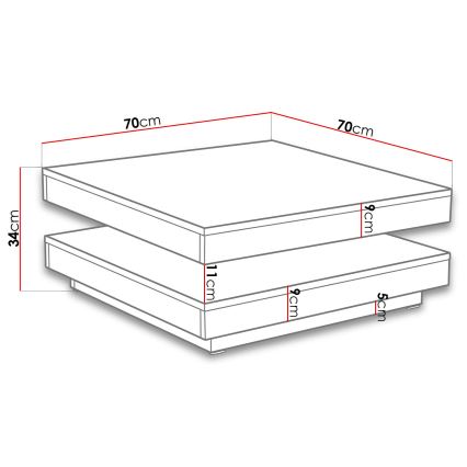 Mesa de centro NENANI 34x70 cm gris/roble wotan