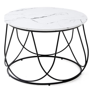Mesa de centro NUBIRA 41x60 cm negro/decoración de mármol