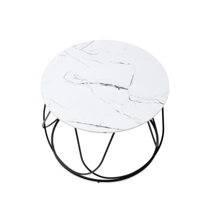 Mesa de centro NUBIRA 41x60 cm negro/decoración de mármol