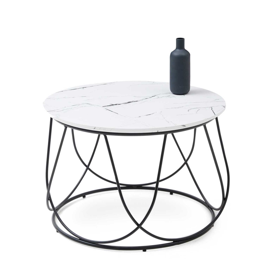 Mesa de centro NUBIRA 41x60 cm negro/decoración de mármol