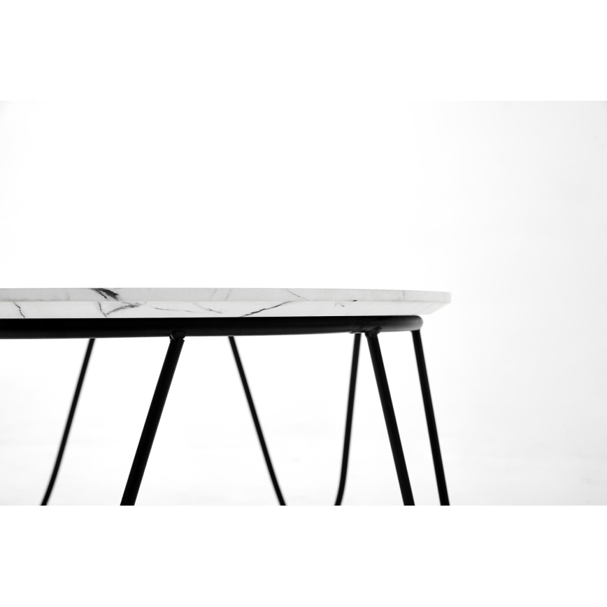 Mesa de centro NUBIRA 41x60 cm negro/decoración de mármol