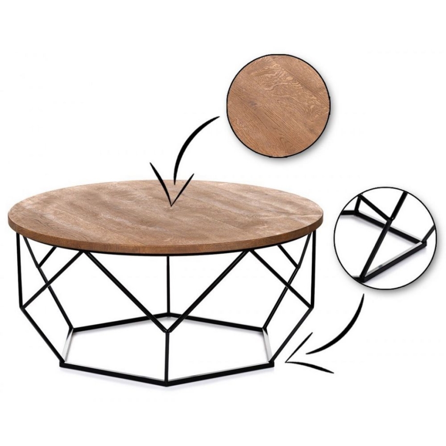 Mesa de centro OAKLOFT 40x70 cm negro/roble