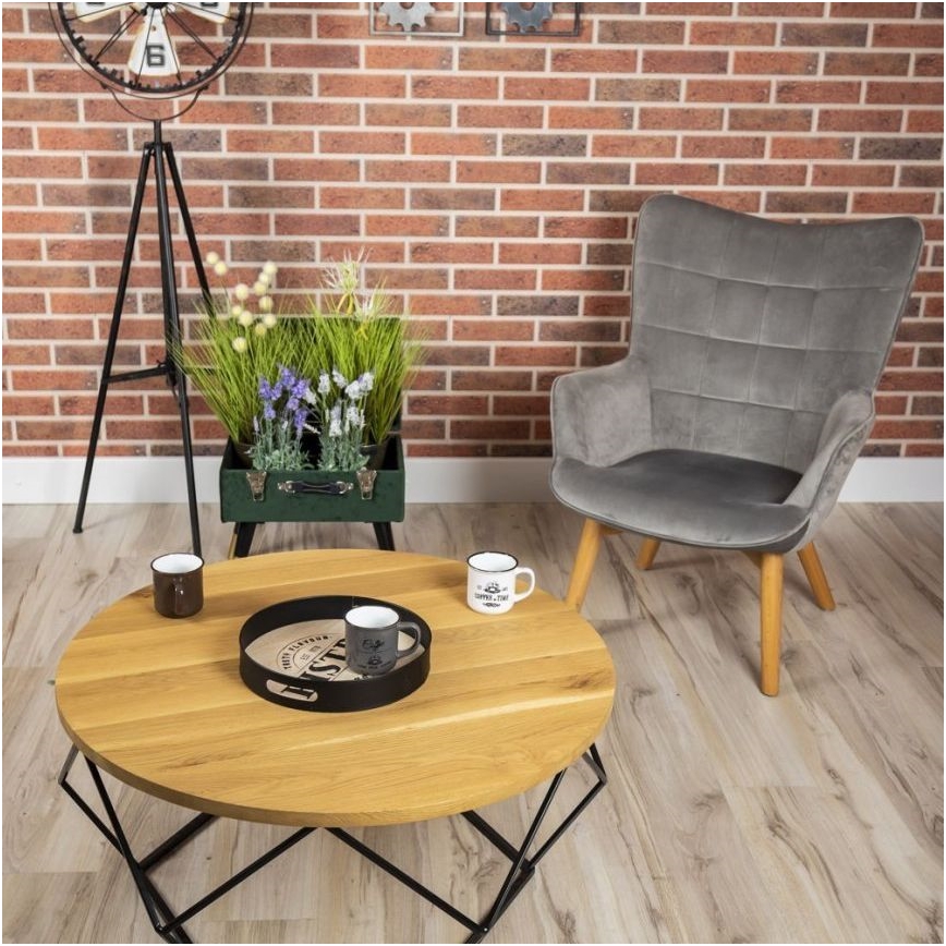 Mesa de centro OAKLOFT 41,5x90 cm negro/roble