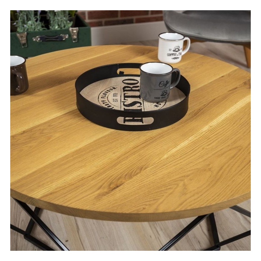 Mesa de centro OAKLOFT 41,5x90 cm negro/roble