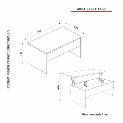 Mesa de centro plegable AKILLI 44,8x90 cm blanco