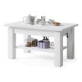 Mesa de centro plegable con estante ADONIS blanco