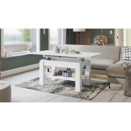 Mesa de centro plegable con estante ADONIS blanco