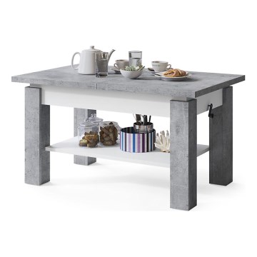 Mesa de centro plegable con estante ADONIS gris/blanco