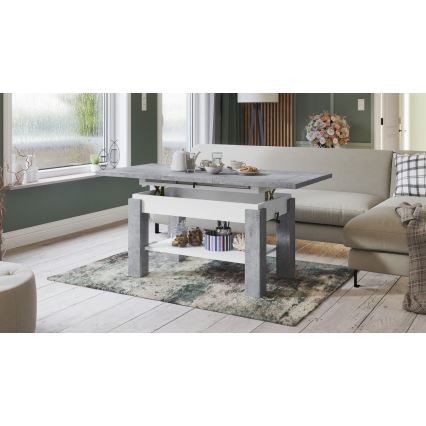 Mesa de centro plegable con estante ADONIS gris/blanco