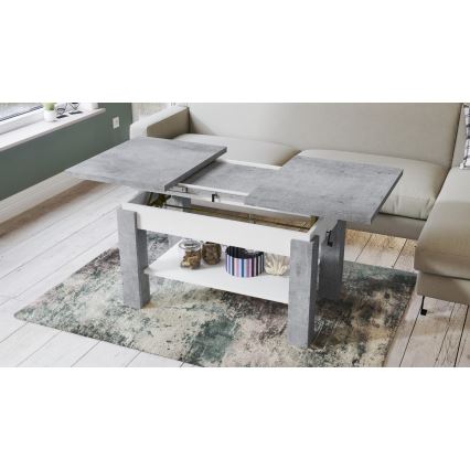 Mesa de centro plegable con estante ADONIS gris/blanco