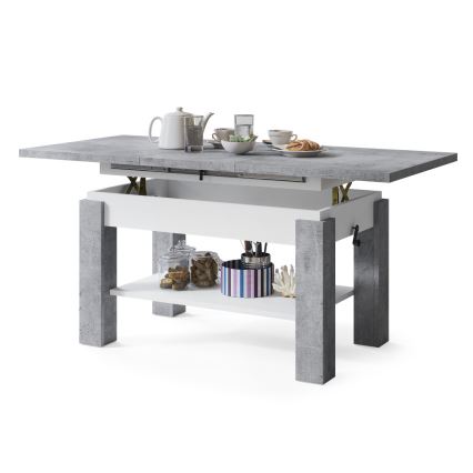 Mesa de centro plegable con estante ADONIS gris/blanco